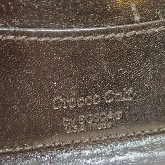 Bosca Crocco Calf Leather Wallet Black Croc embossed USA Organizer Checkbook - Picture 7 of 8
